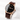 Reloj Valkur para hombre modelo Heima con correa de cuero genuino marron y caja de acero dorado y negro