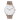 Reloj Valkur para mujeres modelo Lena con correa de acero trenzado y caja de acero blanco y dorado