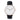 Reloj Valkur para mujeres modelo Ness con correa de cuero genuino negro y caja de acero blanco y dorado
