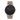 Reloj Valkur para mujeres modelo Seren con correa de acero trenzado y caja de acero negro y dorado
